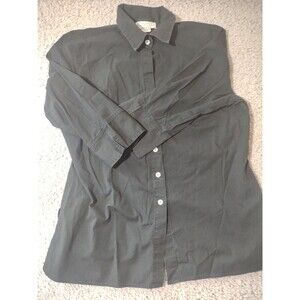 Vintage Gemilli Women’s Size M 3/4 Sleeve Black Button Up Top Made In USA